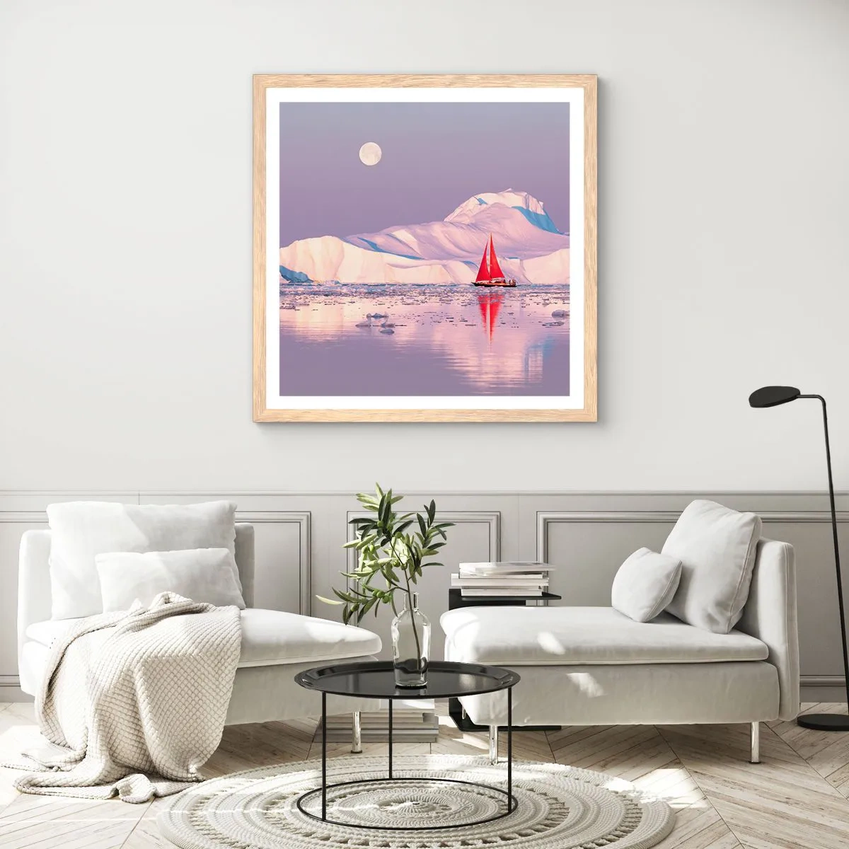 Poster in einem Rahmen aus heller Eiche - Die Hitze des Segels, die Kälte des Eises - 30x30 cm