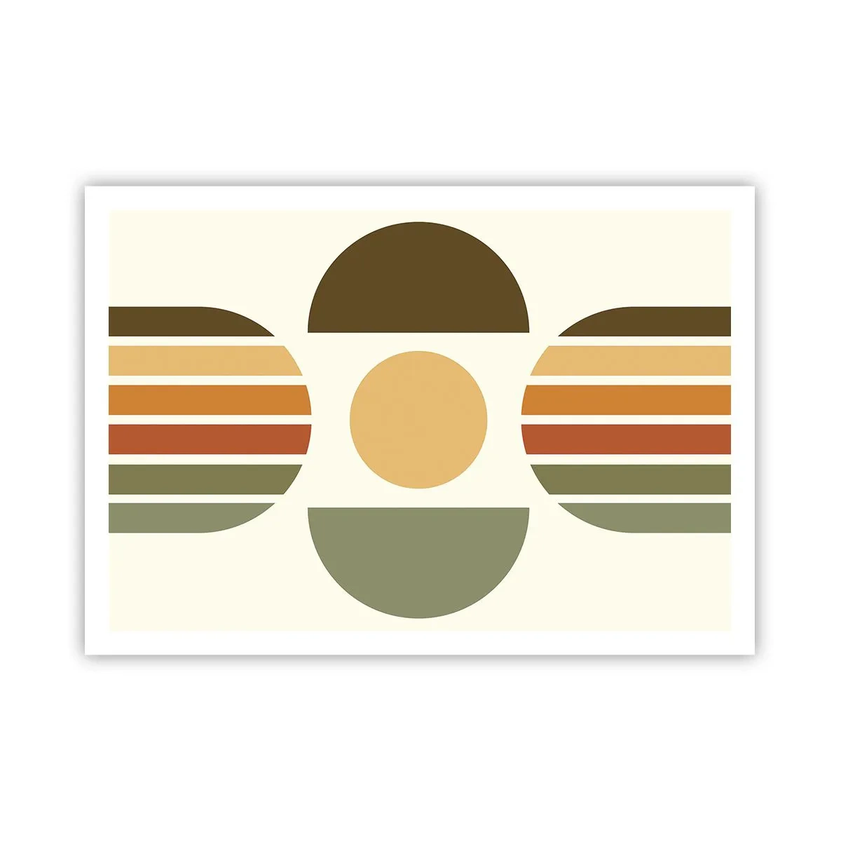 Poster - Geometrische Komposition mit Halbkreisen und Streifen in Erdtönen - 100x70cm - In Erdtönen - Moderne Wanddekoration für Wohnzimmer und Schlafzimmer ARTTOR