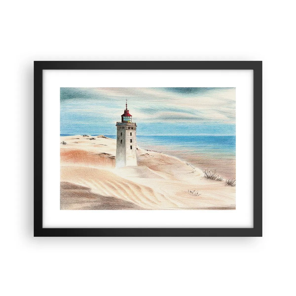 Poster in einem schwarzem Rahmen - Immer aufs Meer starrend - 40x30 cm