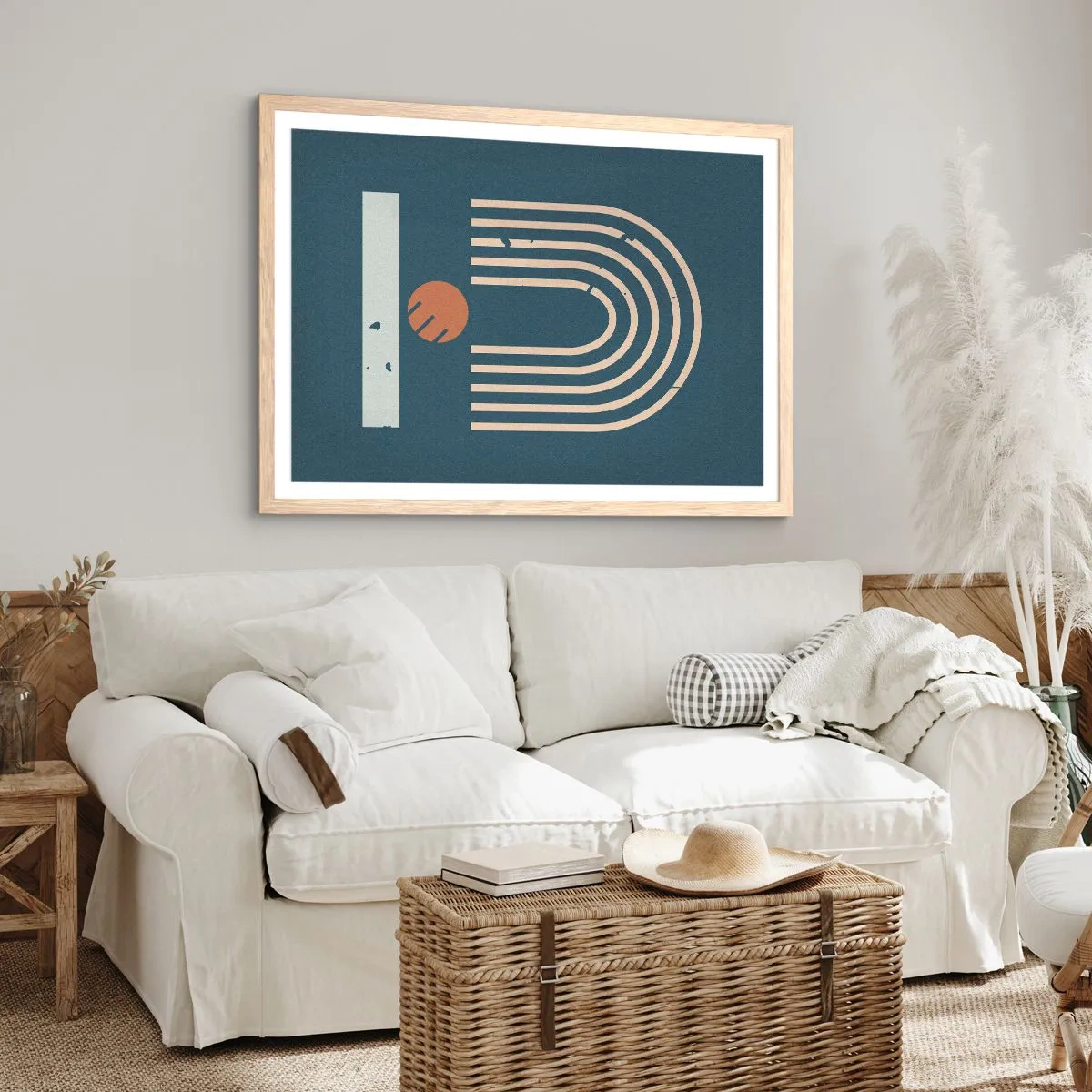 Poster in einem Rahmen aus heller Eiche - Geometrie auf dem Granatapfel - 40x30 cm