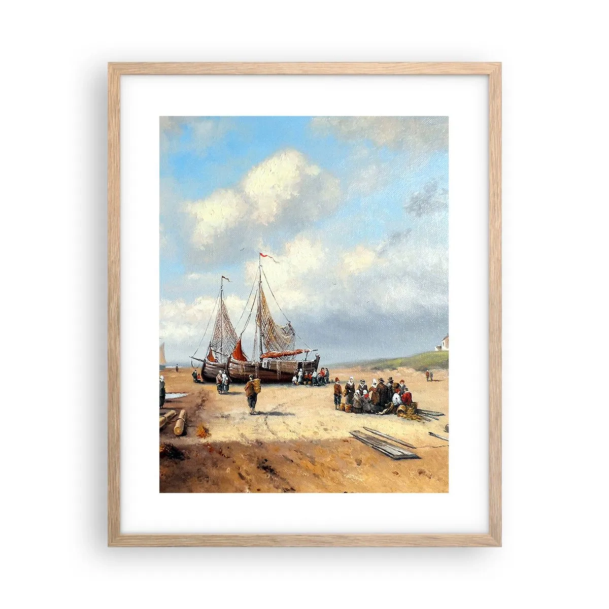 Poster in einem Rahmen aus heller Eiche - Nach einem erfolgreichen Fischfang - 40x50 cm