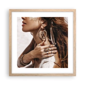 Poster in einem Rahmen aus heller Eiche - Königin des wilden Strandes - 40x40 cm