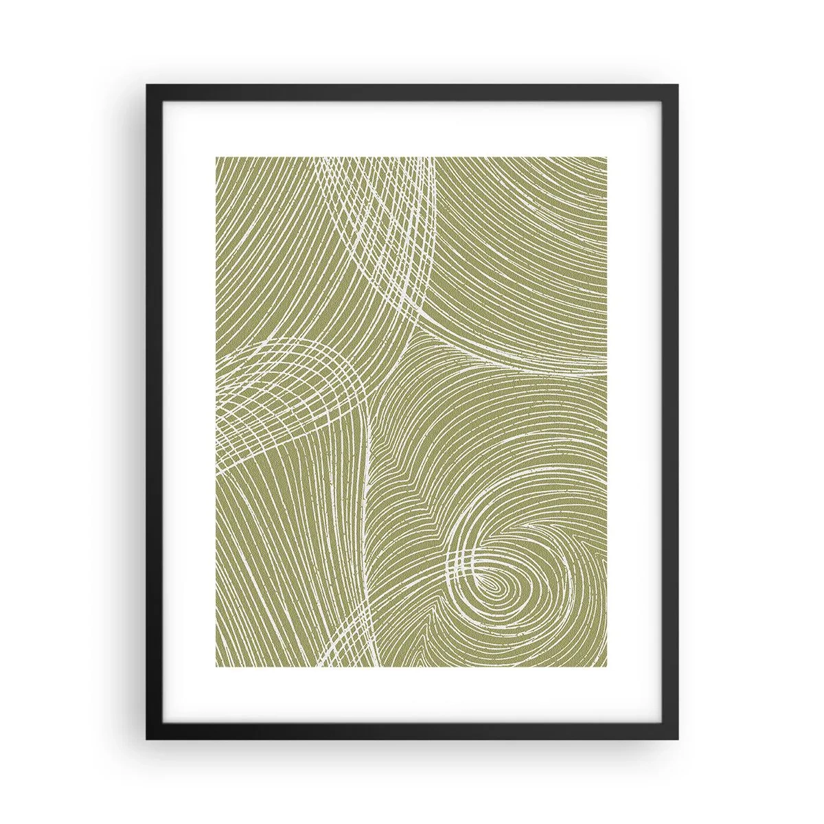 Poster in einem schwarzem Rahmen - Komplizierte Abstraktion in Weiß - 40x50 cm