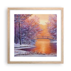 Poster in einem Rahmen aus heller Eiche - Treffen wir uns hier - 40x40 cm