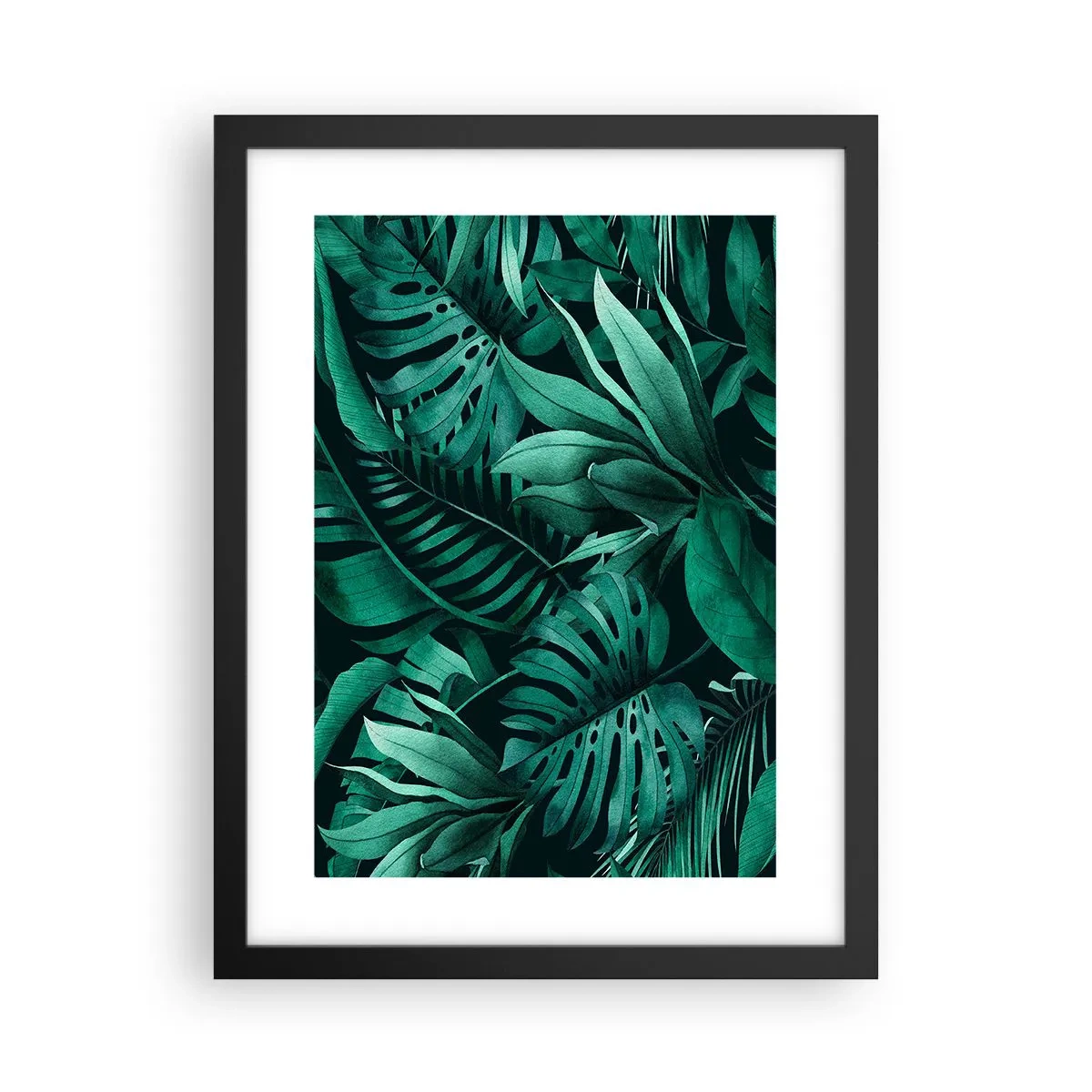 Poster in einem schwarzem Rahmen - Die Tiefe des tropischen Grüns - 30x40 cm