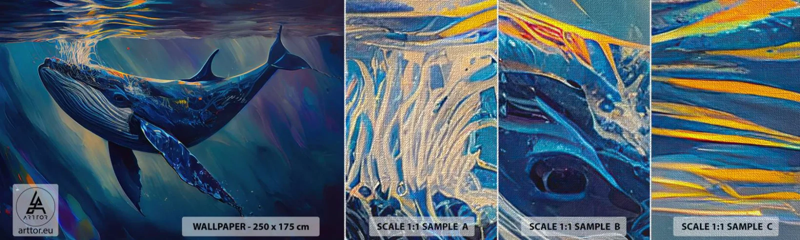 Fototapeten Muster Premium Canvas - Willkommen in meiner Welt - Wal, Ozean, Unterwasser - 100x30 cm