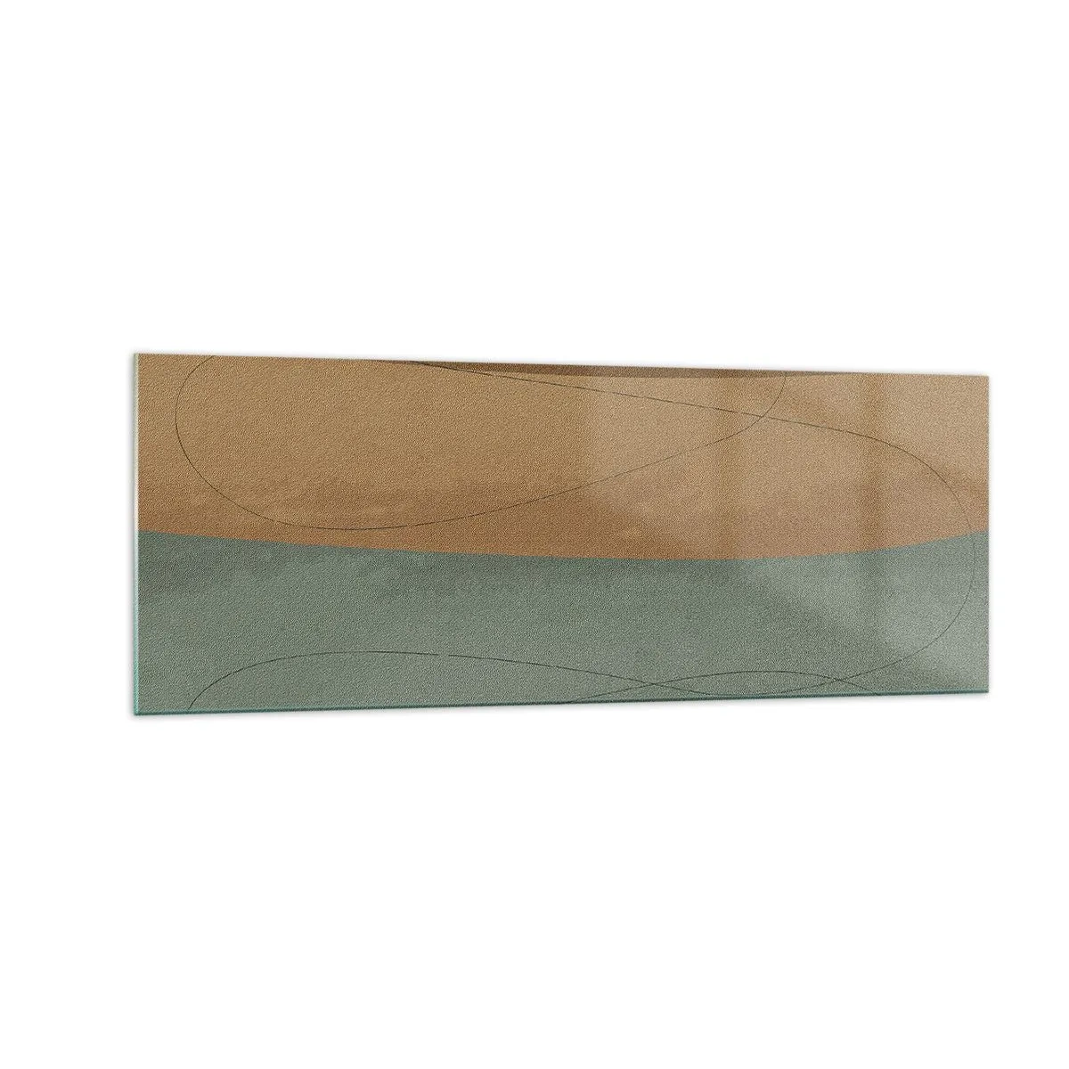 Glasbild - Bild auf glas - Abstrakte Komposition in natürlichen Erdtönen - 140x50cm - Horizontale Komposition - Moderne Wanddekoration für Wohnzimmer und Schlafzimmer ARTTOR