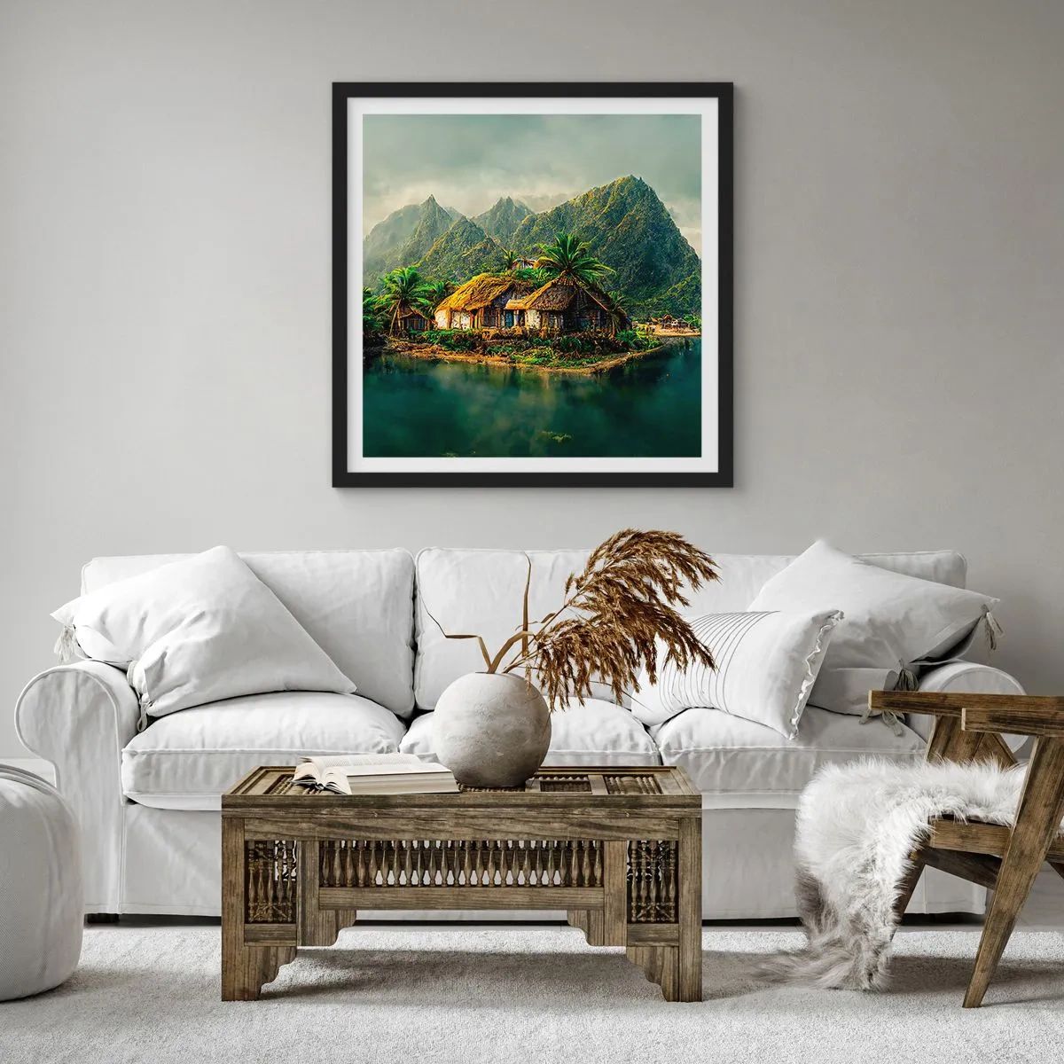 Poster in einem schwarzem Rahmen - Tropisches Paradies - 60x60 cm