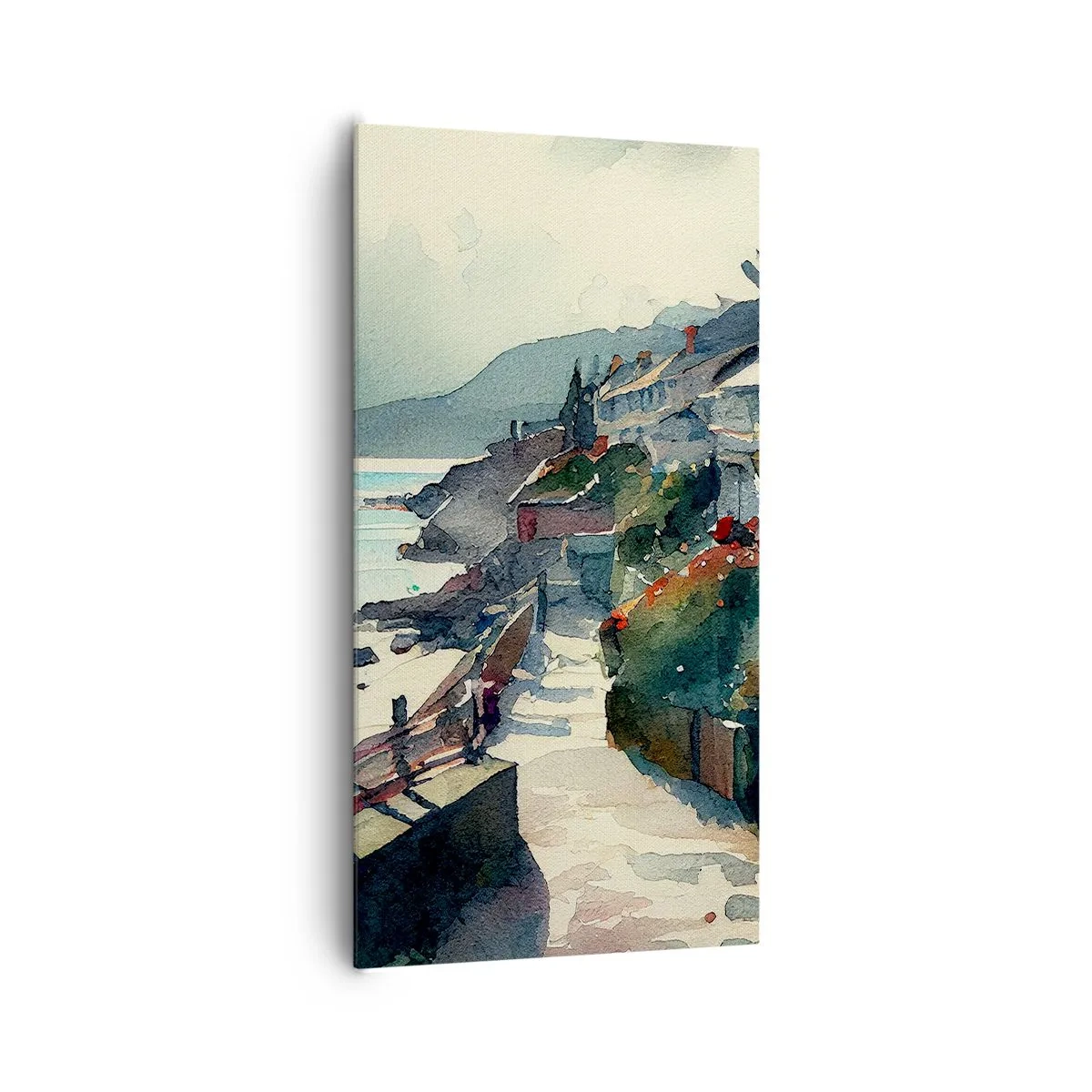 Bild auf Leinwand - Leinwandbild - Mittelmeerstadt - 65x120 cm