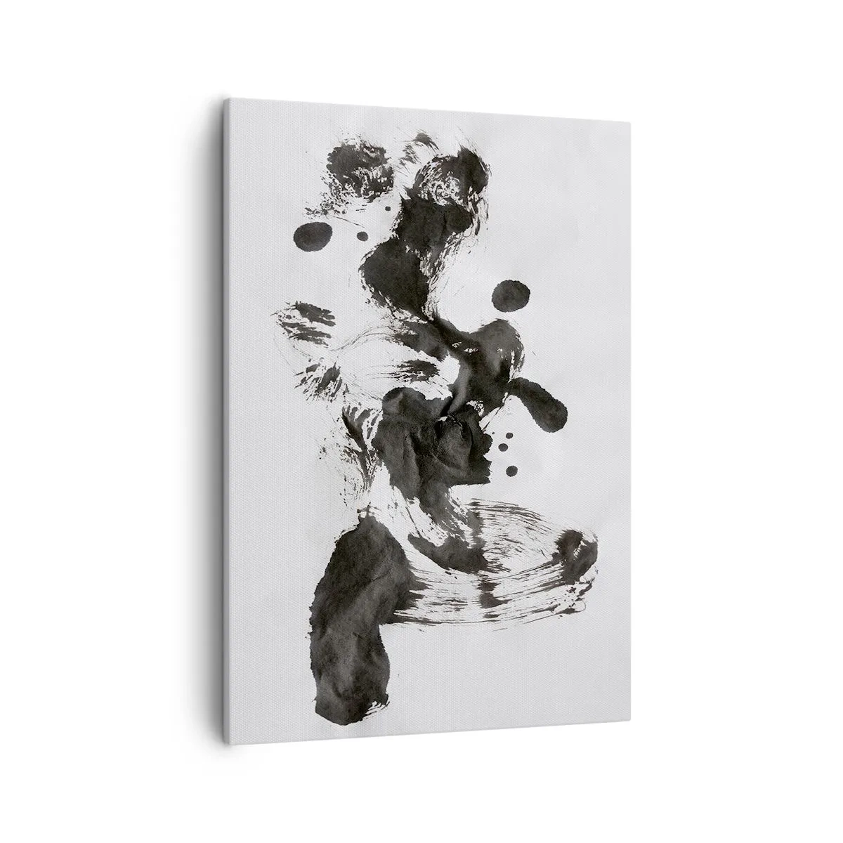 Bild auf Leinwand - Leinwandbild - Abstrakte Komposition aus schwarzen Flecken auf weißem Hintergrund - 50x70cm - Obwohl das Wahnsinn ist, steckt darin eine Methode? - Moderne Wanddekoration für Wohnzimmer und Schlafzimmer ARTTOR