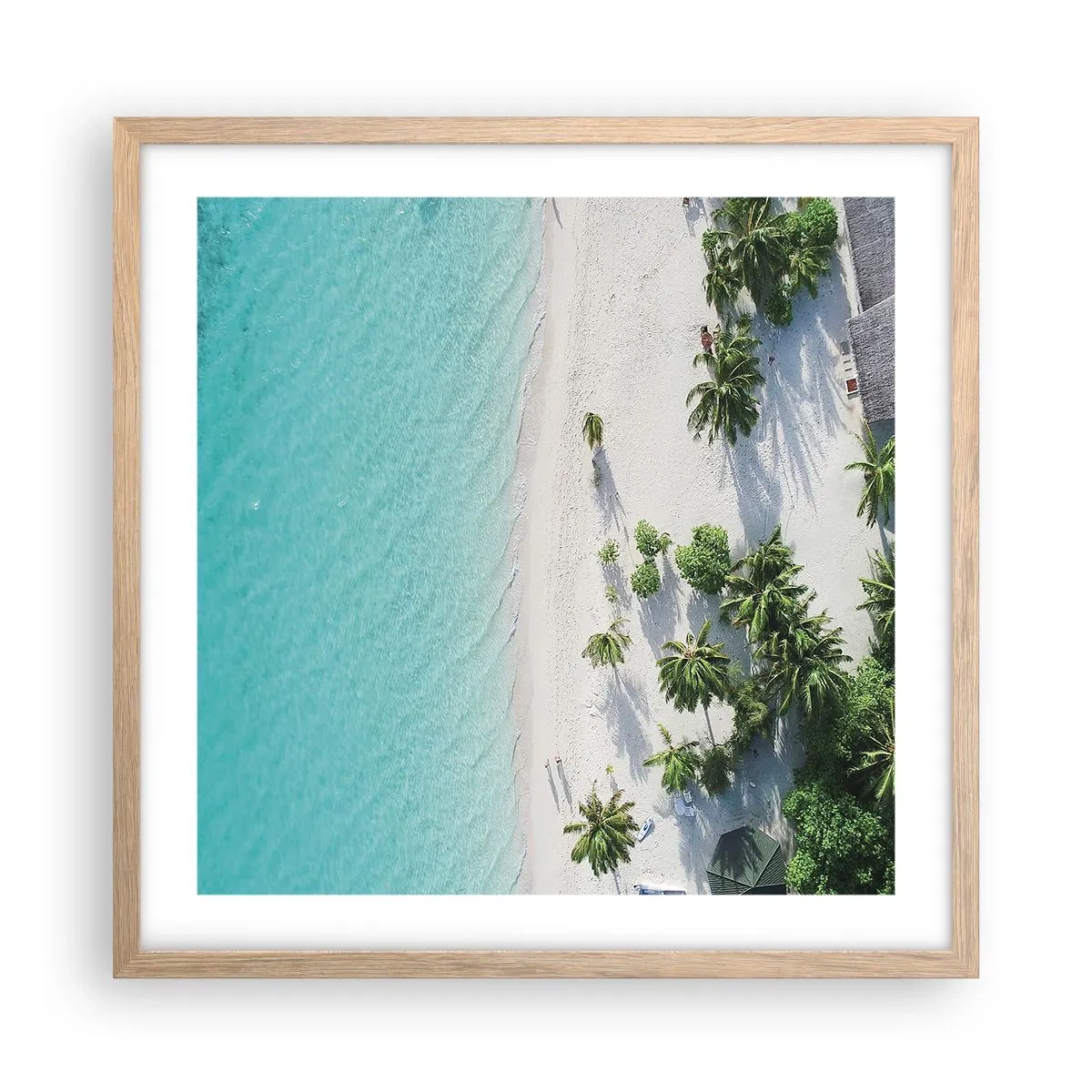 Poster in einem Rahmen aus heller Eiche - Urlaub im Paradies - 50x50 cm