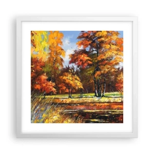 Poster in einem weißen Rahmen - Landschaft in Gold und Bronze - 40x40 cm