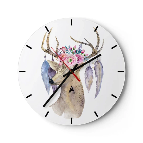 Wanduhr - Glasuhr - Seelenführer - sanft, unschuldig - 40x40 cm