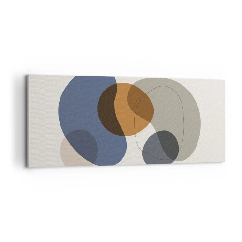 Bild auf Leinwand - Leinwandbild - Abstrakte bunte Formen in Blau- und Brauntönen - 120x50cm - Farbtropfen - Moderne Wanddekoration für Wohnzimmer und Schlafzimmer ARTTOR