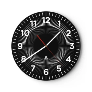 Wanduhr - Glasuhr - Schwarze Sonne - 40x40 cm