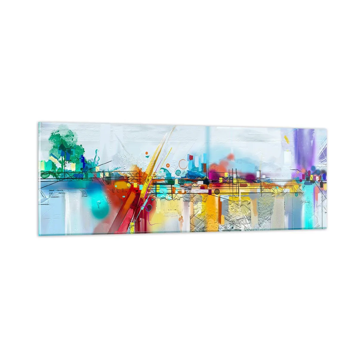 Glasbild - Bild auf glas - Freudenbrücke über den Fluss des Lebens - 90x30 cm