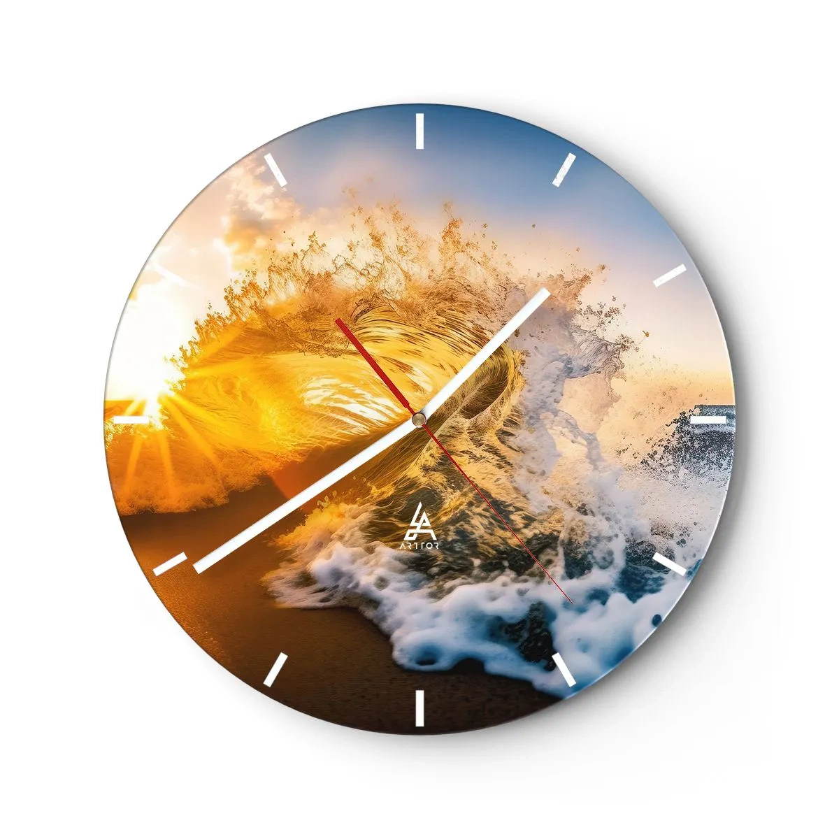 Wanduhr - Glasuhr - Spaß im Sand - 40x40 cm