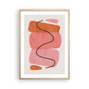 Poster in einem Rahmen aus heller Eiche - Sanfte Bewegung der Formen - 50x70 cm