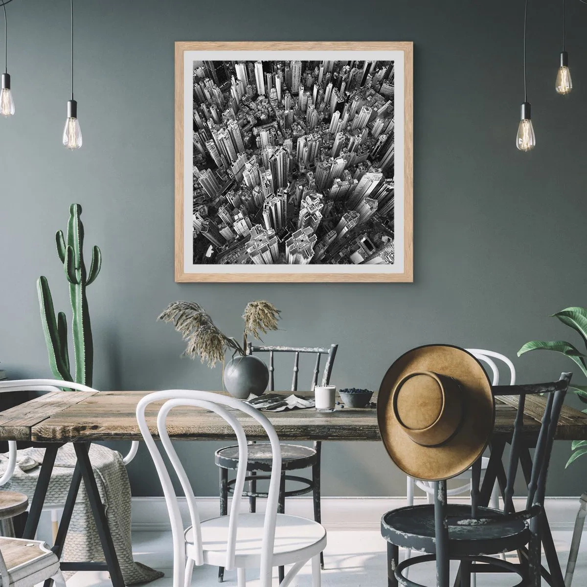 Poster in einem Rahmen aus heller Eiche - Immer höher und höher - 30x30 cm