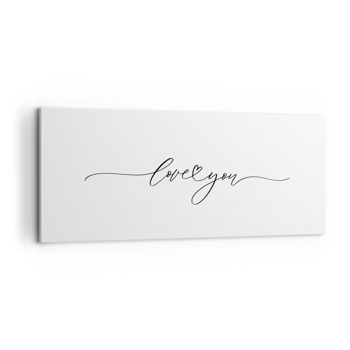 Bild auf Leinwand - Leinwandbild - Die Aufschrift „Ich liebe dich“ in eleganter Schriftart - 120x50cm - Schwarz auf weiß - Moderne Wanddekoration für Wohnzimmer und Schlafzimmer ARTTOR