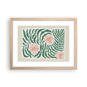 Poster in einem Rahmen aus heller Eiche - Aufgeblüht in Grün - 40x30 cm