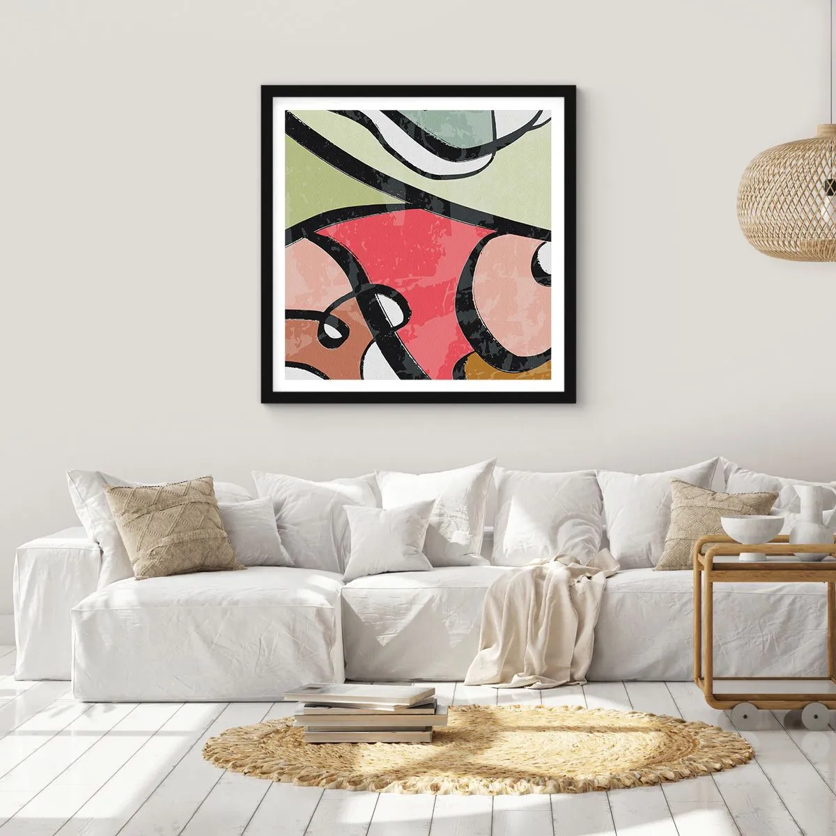 Poster in einem schwarzem Rahmen - Pirouetten unter Farben - 30x30 cm