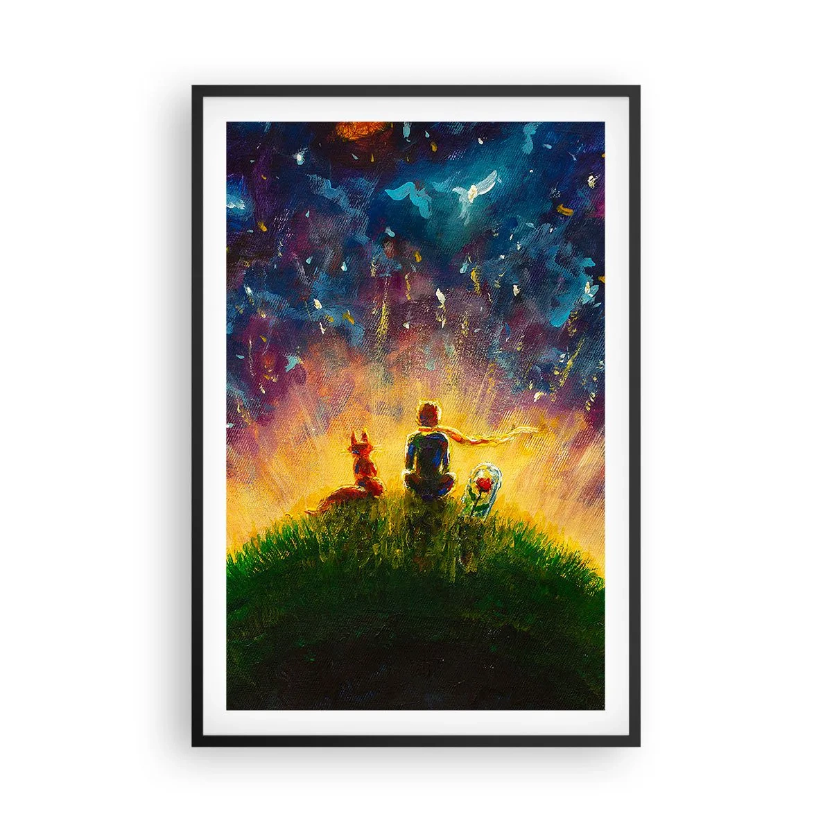 Poster in einem schwarzem Rahmen - Liebe und Freundschaft - die ganze Welt - 61x91 cm