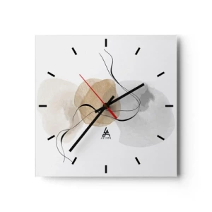 Wanduhr - Glasuhr - Minimalistische Abstraktion in Beige- und Grautönen - 30x30cm - Luftperlen - Moderne Wanddekoration für Wohnzimmer und Schlafzimmer ARTTOR