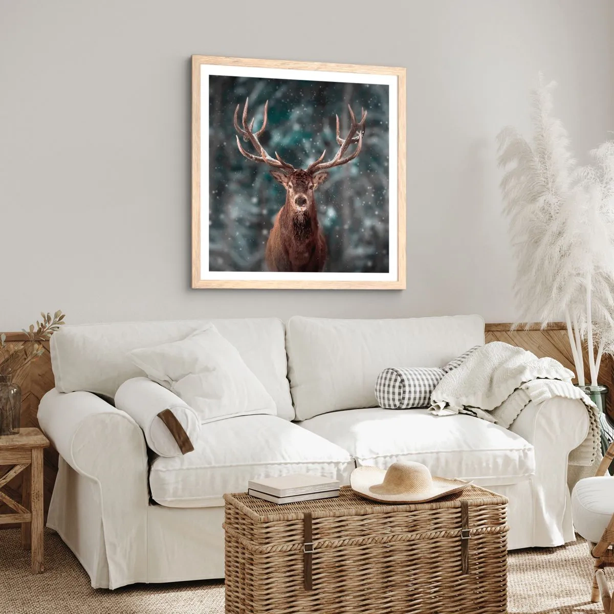 Poster in einem Rahmen aus heller Eiche - Gekrönter König des Waldes - 60x60 cm