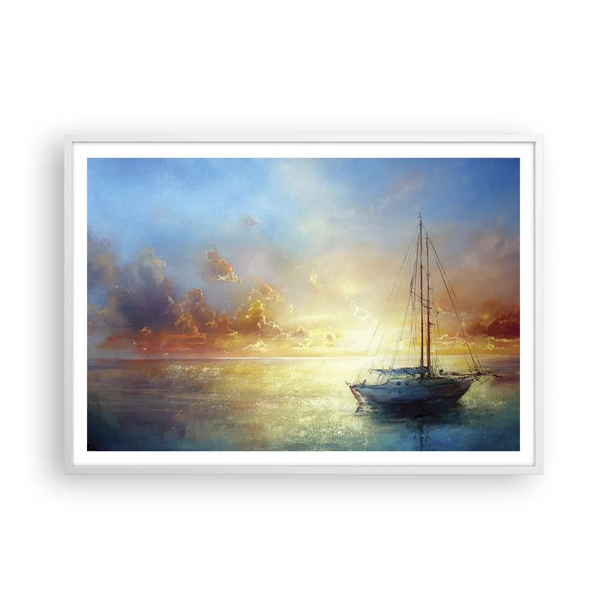 Poster in einem weißen Rahmen - In einer goldenen Bucht - 100x70 cm