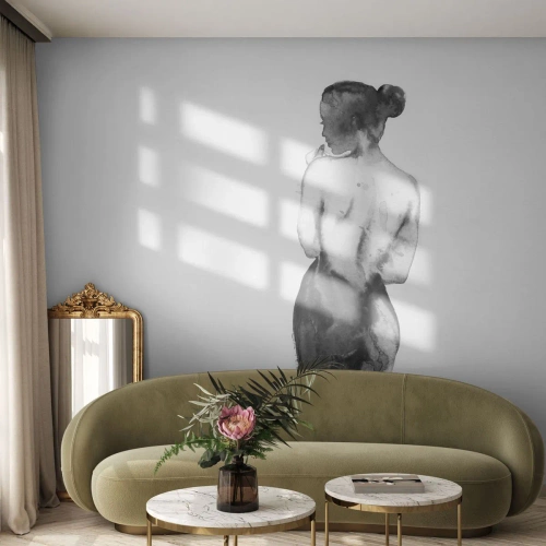 Fototapete Premium Sand - Bei ihr verschwindet die Welt - Frau, Frauenkörper, Grafik - 250x175 cm