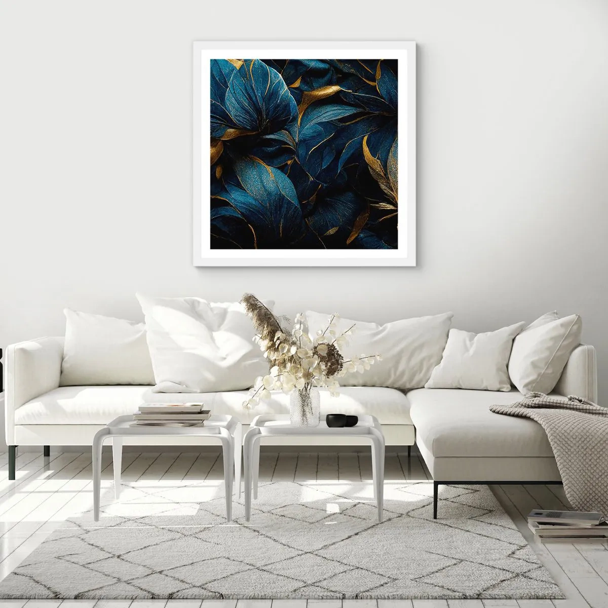 Poster in einem weißen Rahmen - Mit Gold gefüttert - 50x50 cm