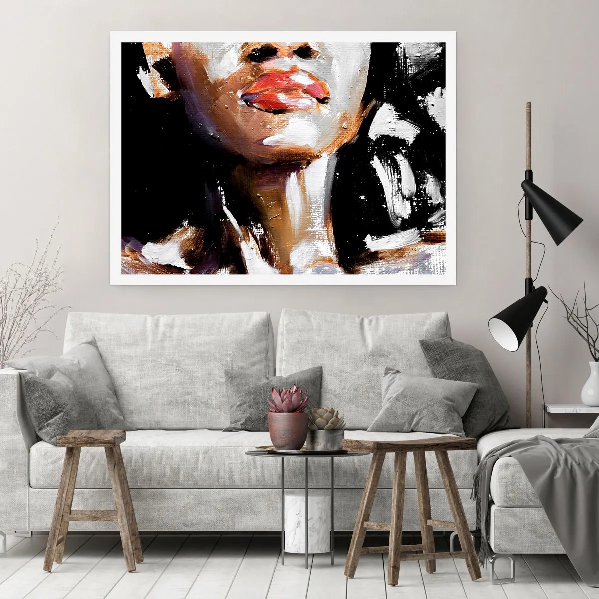 Poster - Porträt einer Frau in ausdrucksstarkem malerischem Stil vor dunklem Hintergrund - 100x70cm - Stolz ohne Vorurteile - Moderne Wanddekoration für Wohnzimmer und Schlafzimmer ARTTOR