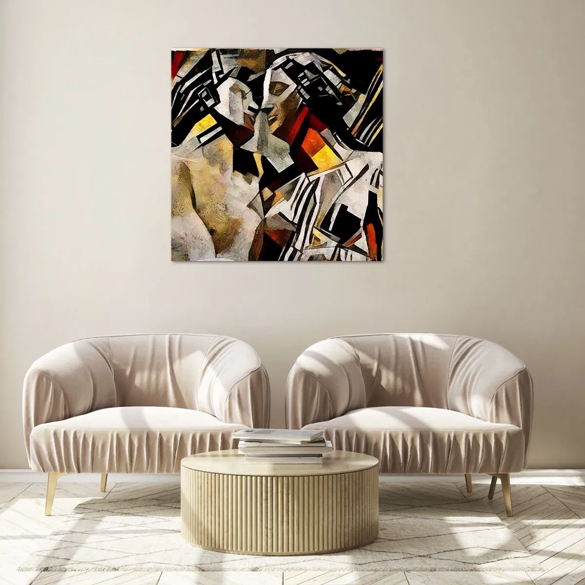 Glasbild - Bild auf glas - Ein statuenhafter Kuss - 50x50 cm