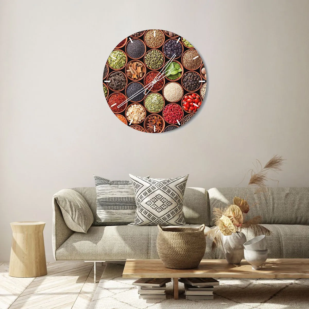 Wanduhr - Glasuhr - Alle Aromen der Welt - 40x40 cm