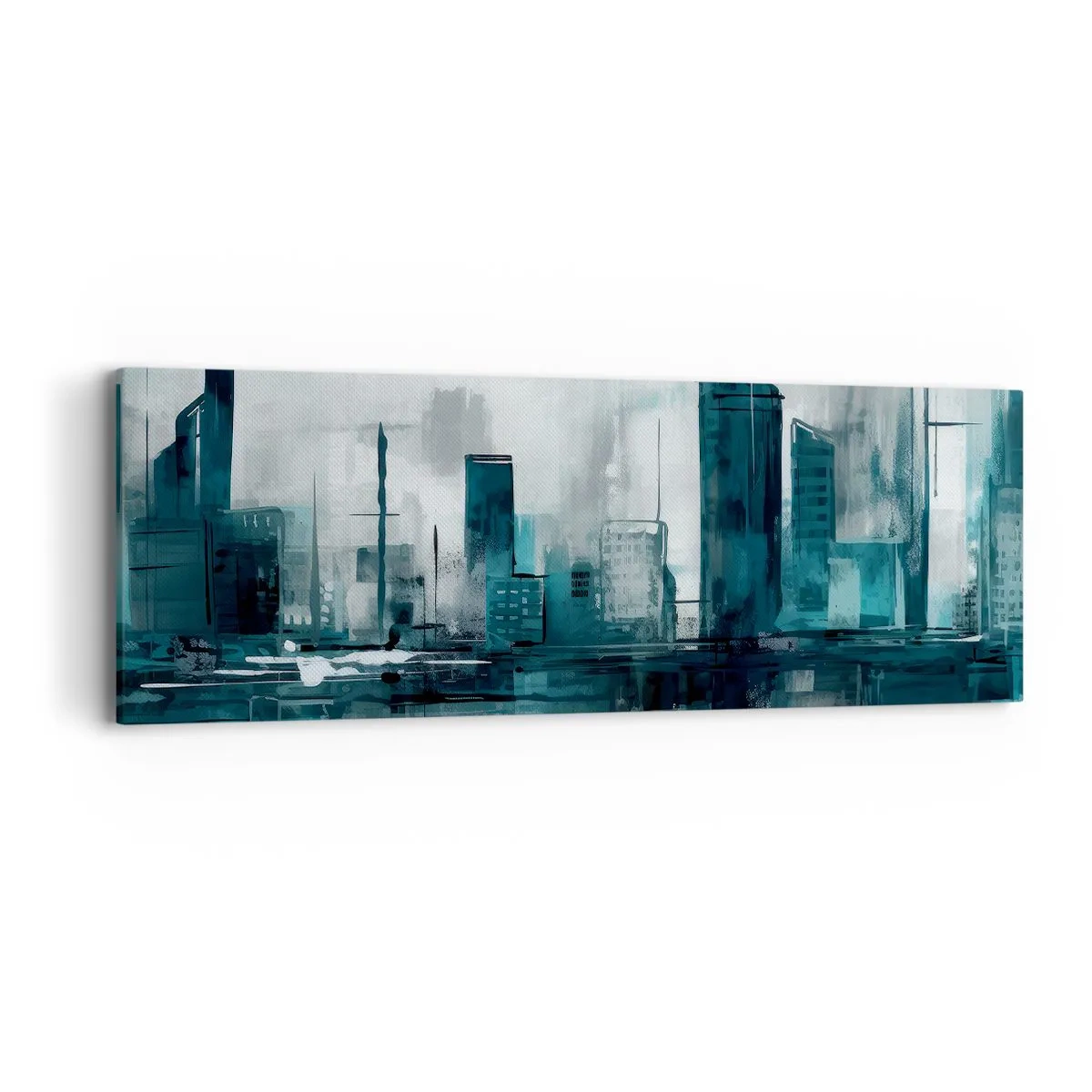 Bild auf Leinwand - Leinwandbild - Eine Stadt in der Farbe des Regens - 90x30 cm