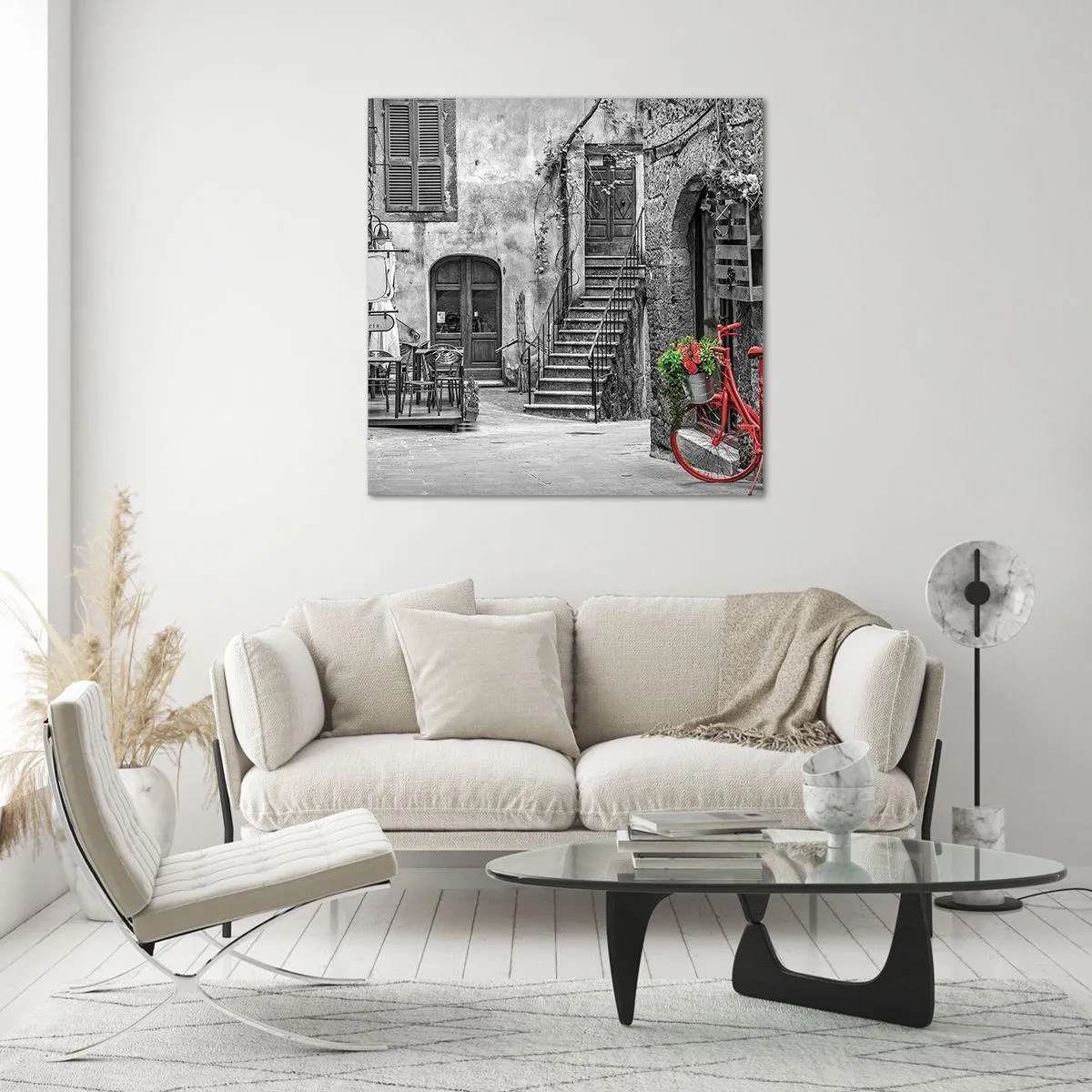 Glasbild - Bild auf glas - Toskanische Gasse - 50x50 cm