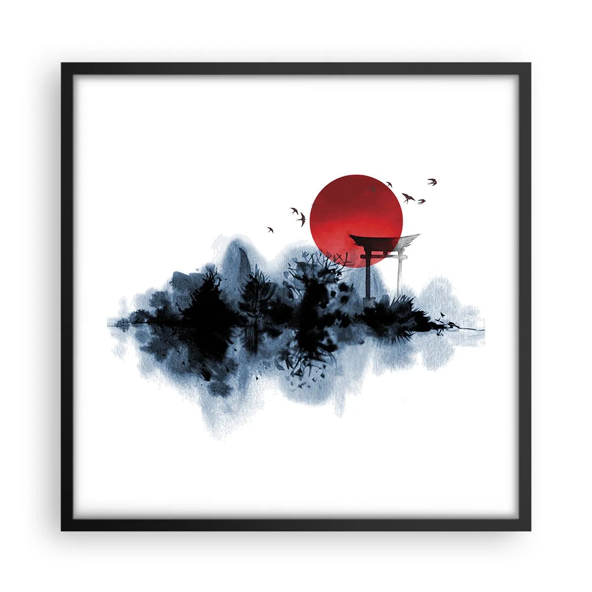 Poster in einem schwarzem Rahmen - Japanische Sicht - 50x50 cm