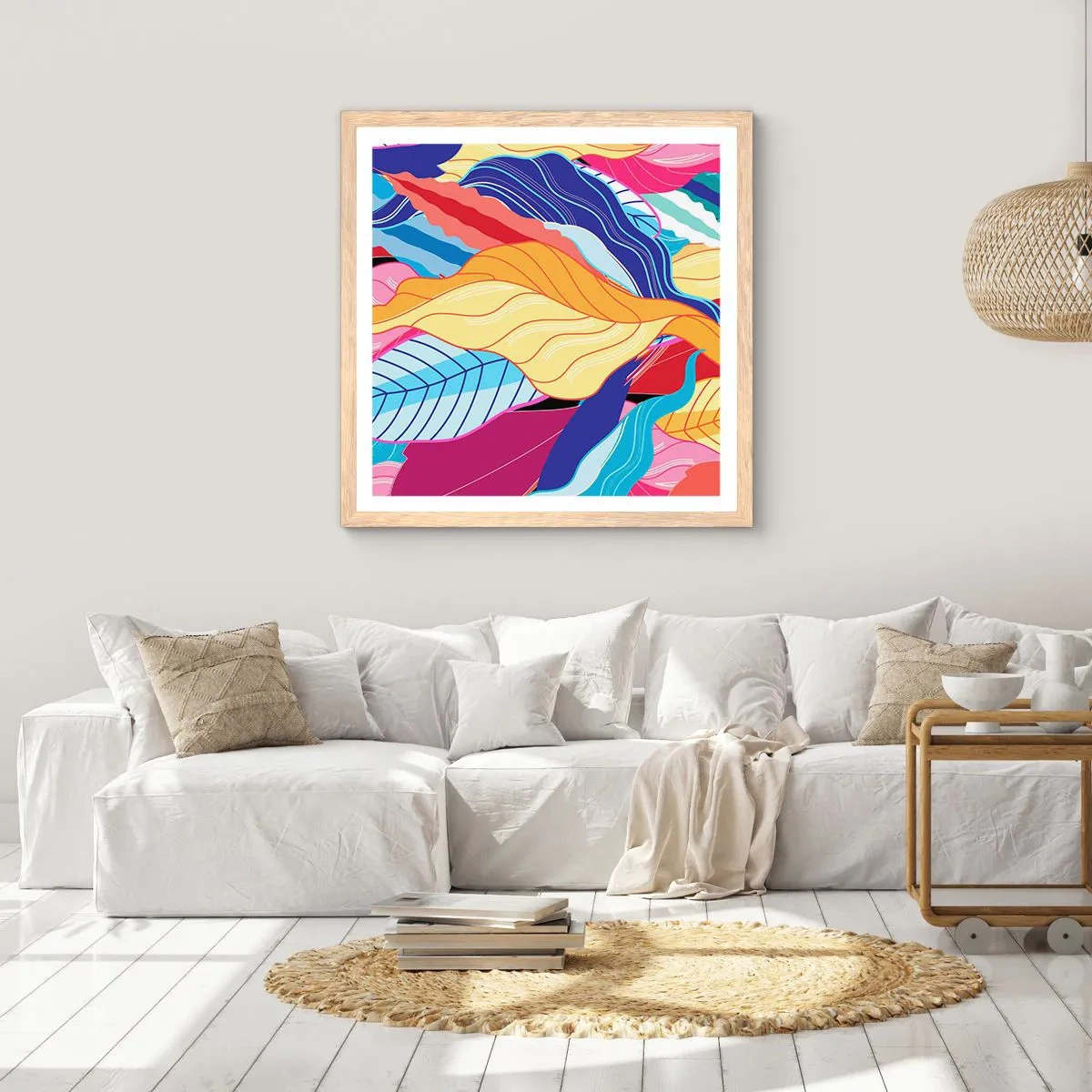 Poster in einem Rahmen aus heller Eiche - Buntes Durcheinander - 30x30 cm