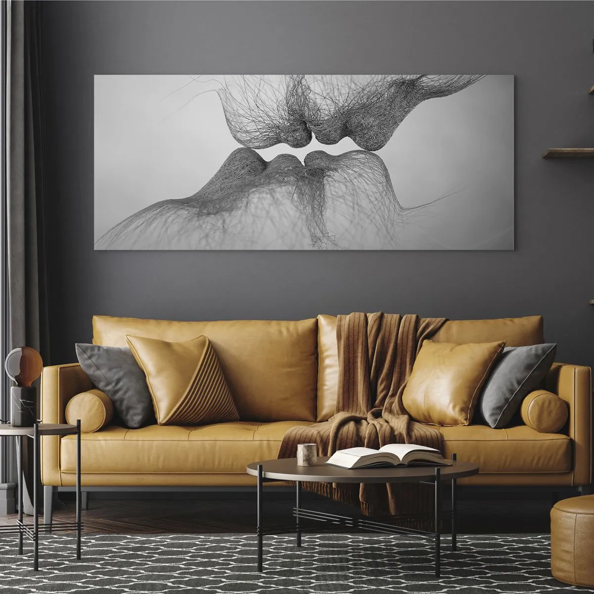 Glasbild - Bild auf glas - Ein abstrakter Kuss in ätherischer Form - 120x50cm - Kuss des Windes - Moderne Wanddekoration für Wohnzimmer und Schlafzimmer ARTTOR