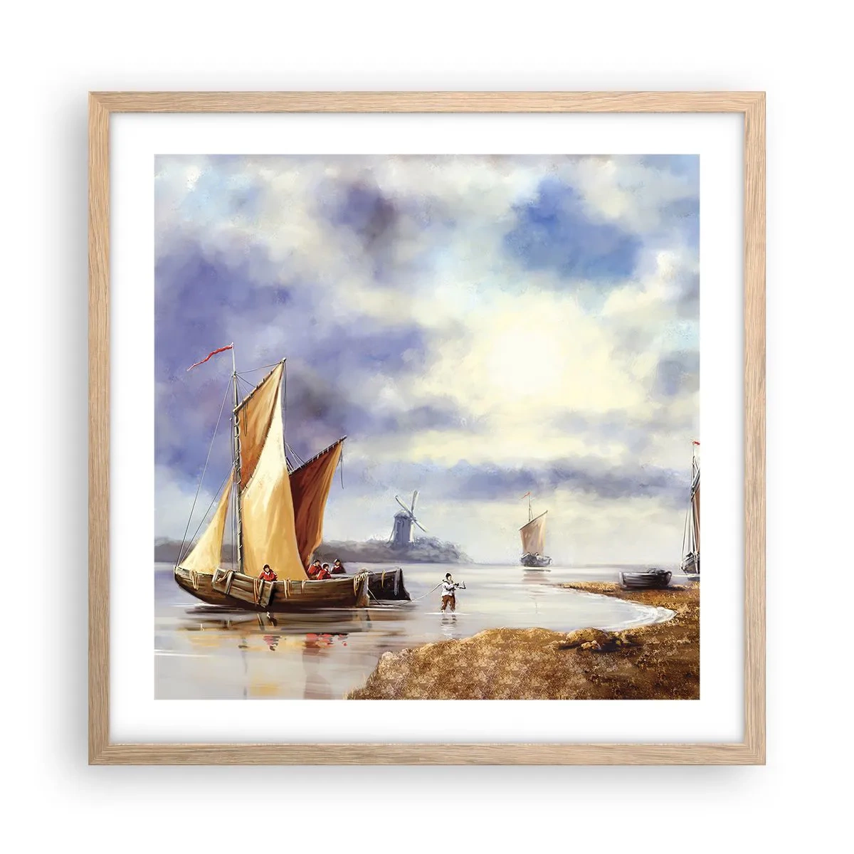 Poster in einem Rahmen aus heller Eiche - Die Rückkehr der Seeleute - 50x50 cm