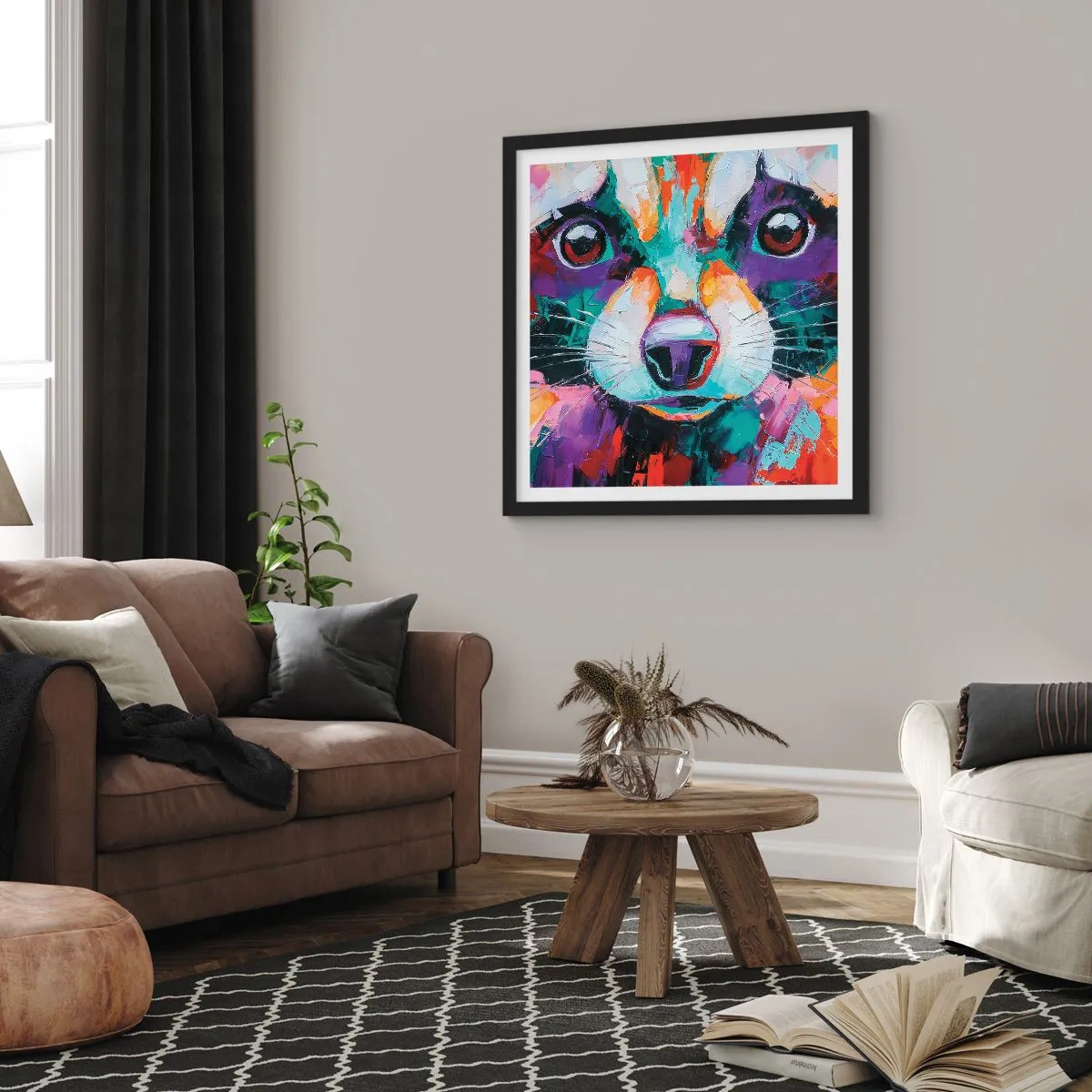 Poster in einem schwarzem Rahmen - Nur gute Emotionen - 60x60 cm