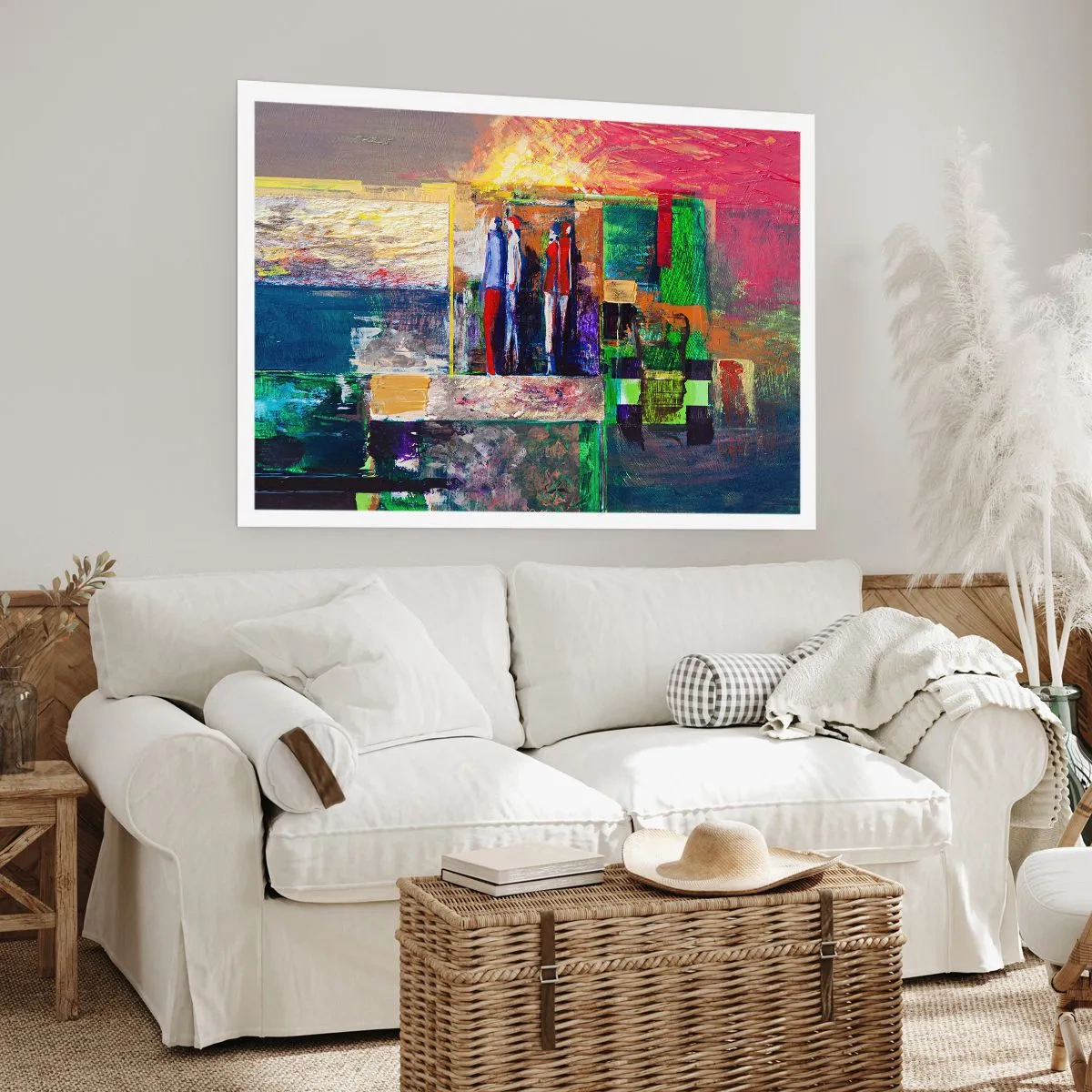 Poster - Abstrakte Komposition mit Figuren und geometrischen Mustern - 100x70cm - Beziehungen und Emotionen - Moderne Wanddekoration für Wohnzimmer und Schlafzimmer ARTTOR