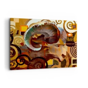 Bild auf Leinwand - Leinwandbild - Ein symbolischer Widder in einer abstrakten Komposition - 100x70cm - Magie - Religionen - Rituale - Moderne Wanddekoration für Wohnzimmer und Schlafzimmer ARTTOR