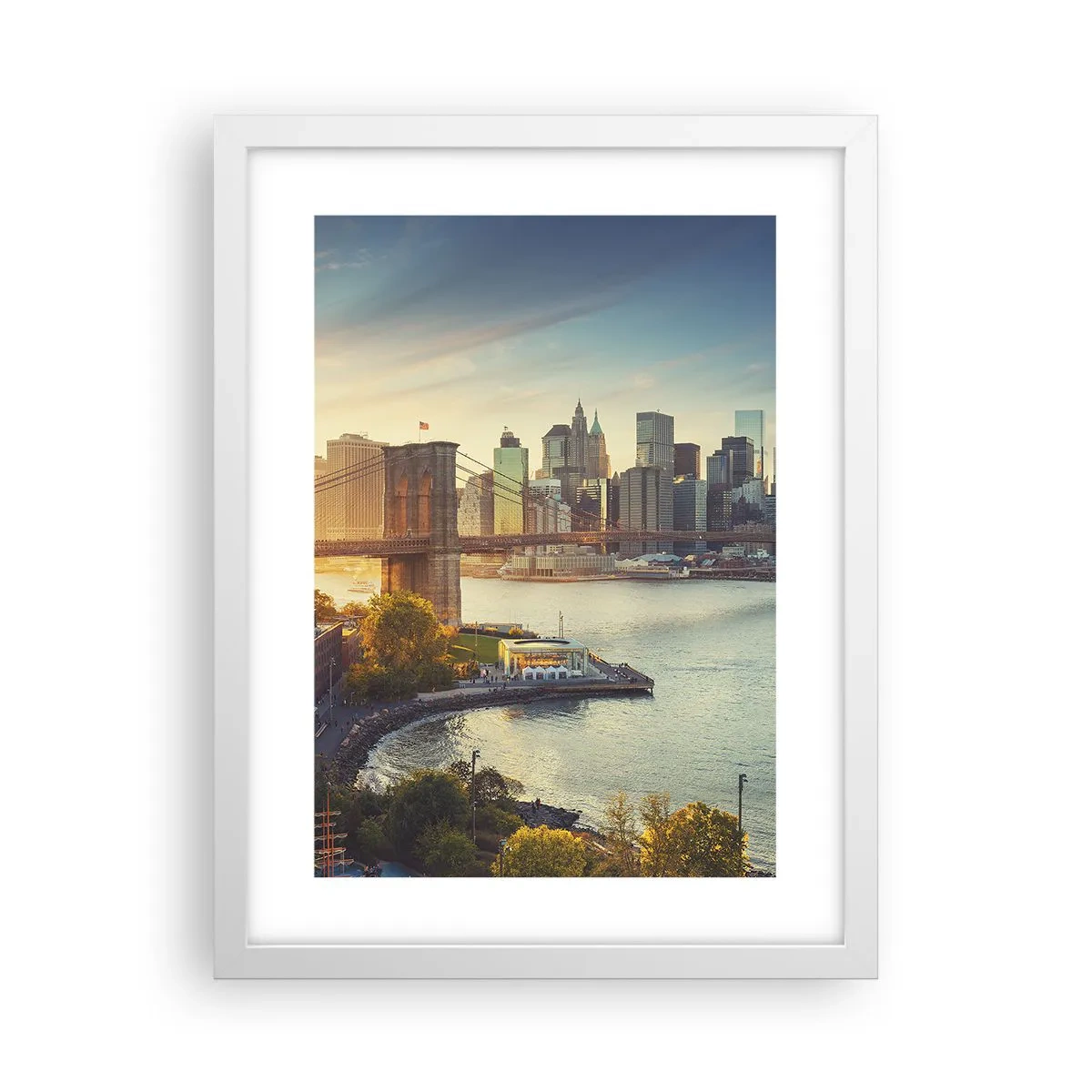 Poster in einem weißen Rahmen - Morgendämmerung der Großstadt - 30x40 cm