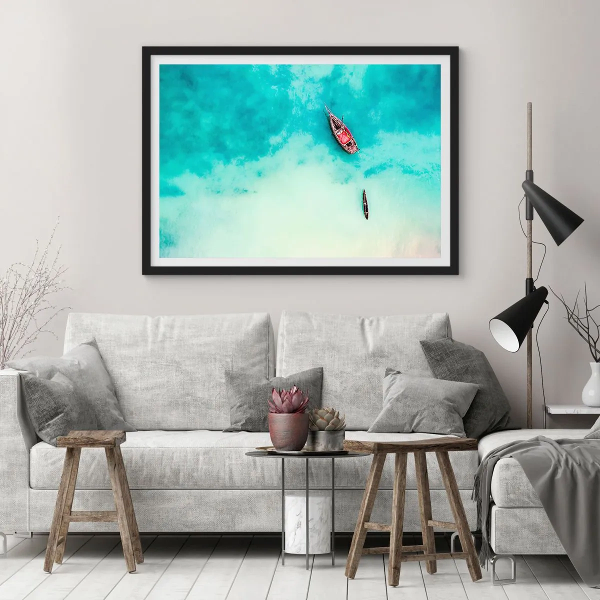 Poster in einem schwarzem Rahmen - Denn an den Stränden von Sansibar, wenn der Wasserüberschuss ... - 40x30 cm