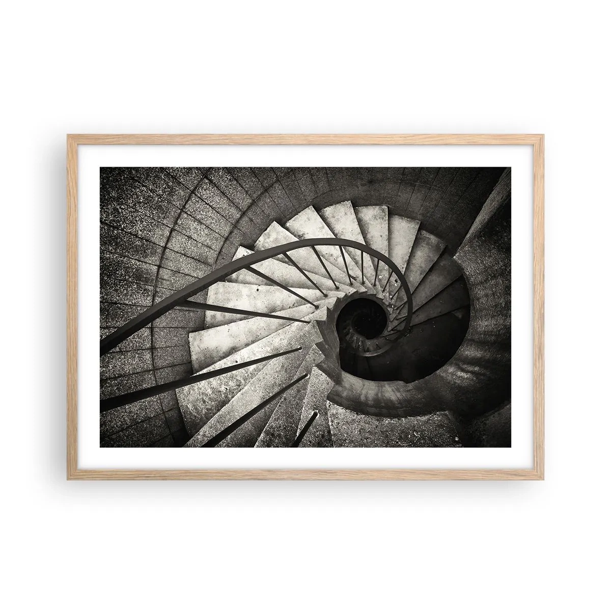 Poster in einem Rahmen aus heller Eiche - Treppe hoch, Treppe runter - 70x50 cm