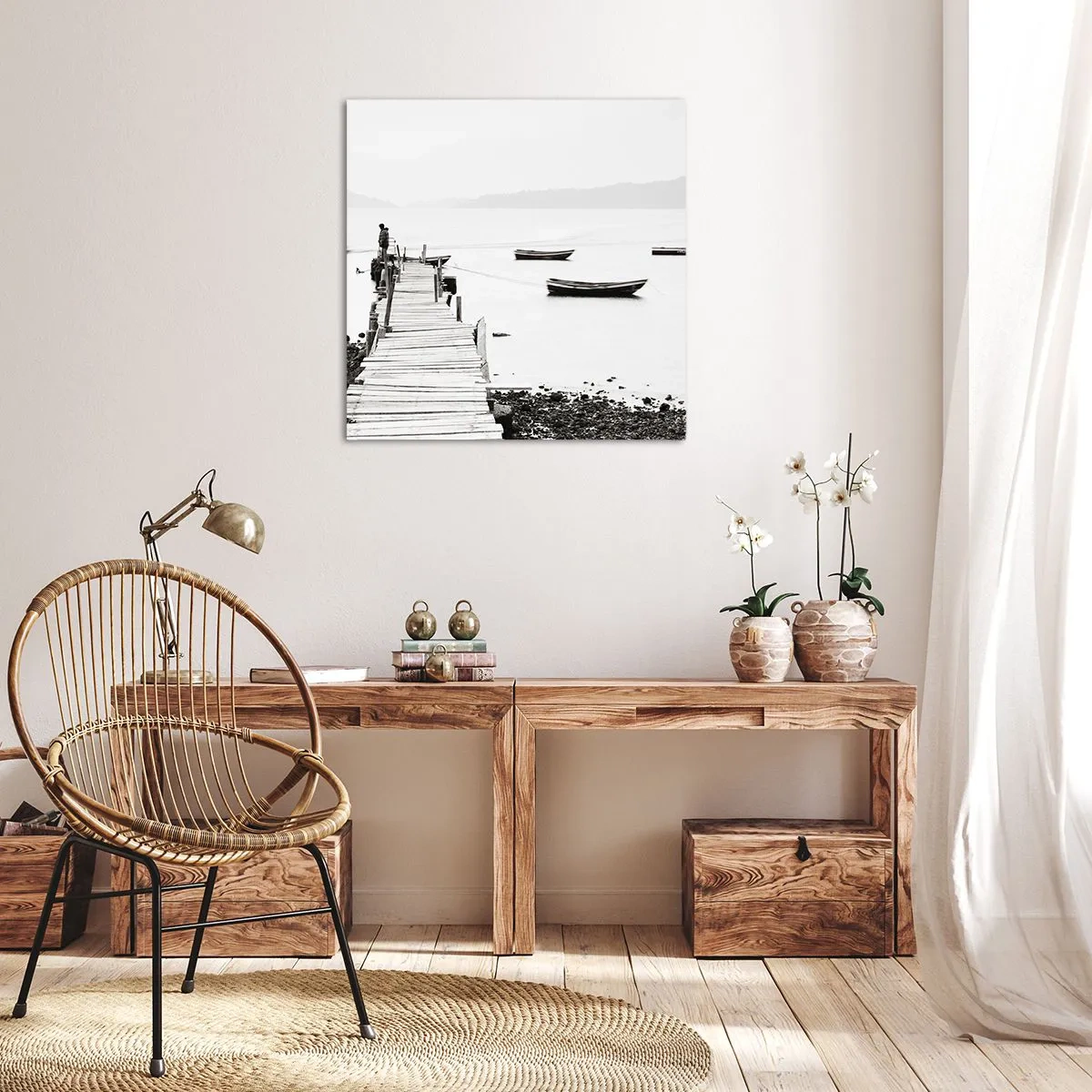 Bild auf Leinwand - Leinwandbild - Ruhig und sauber über dem Wasser - 30x30 cm