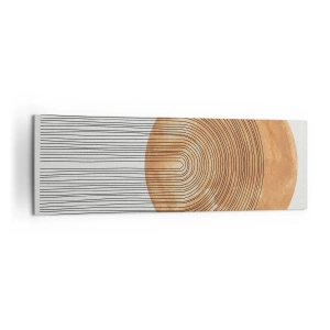 Bild auf Leinwand - Leinwandbild - Geometrische Komposition mit Kreisen und Linien in warmen Farben. - 160x50cm - SonnenKomposition - Moderne Wanddekoration für Wohnzimmer und Schlafzimmer ARTTOR