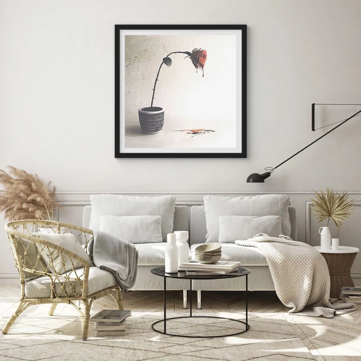 Poster in einem schwarzem Rahmen - Rosa dolorosa - 40x40 cm